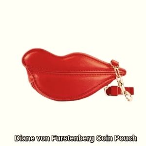 ∆ Diane von Furstenberg Red Lips Coin Pouch/ Purse - Limited Edition